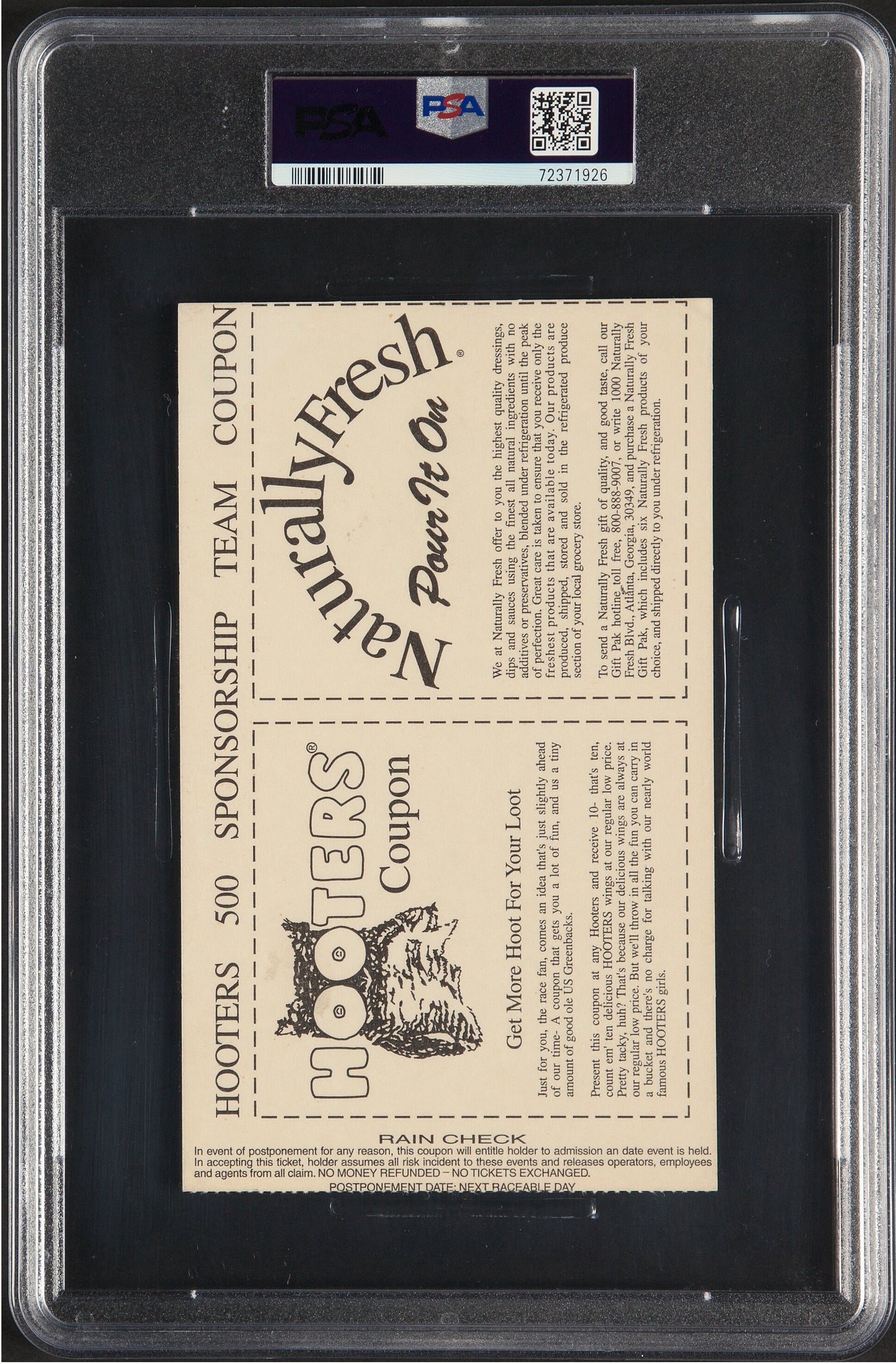 Richard Petty Jeff Gordon Signed 1992 Hooters 500 Ticket Stub PSA 6 w/ 10 Auto