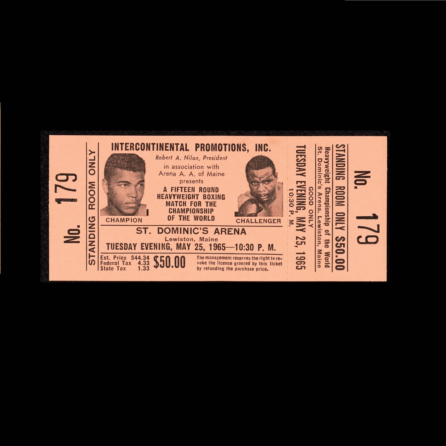1965 Muhammad Ali vs Sonny Liston Complete Full Ticket Lot 4 Color Variations