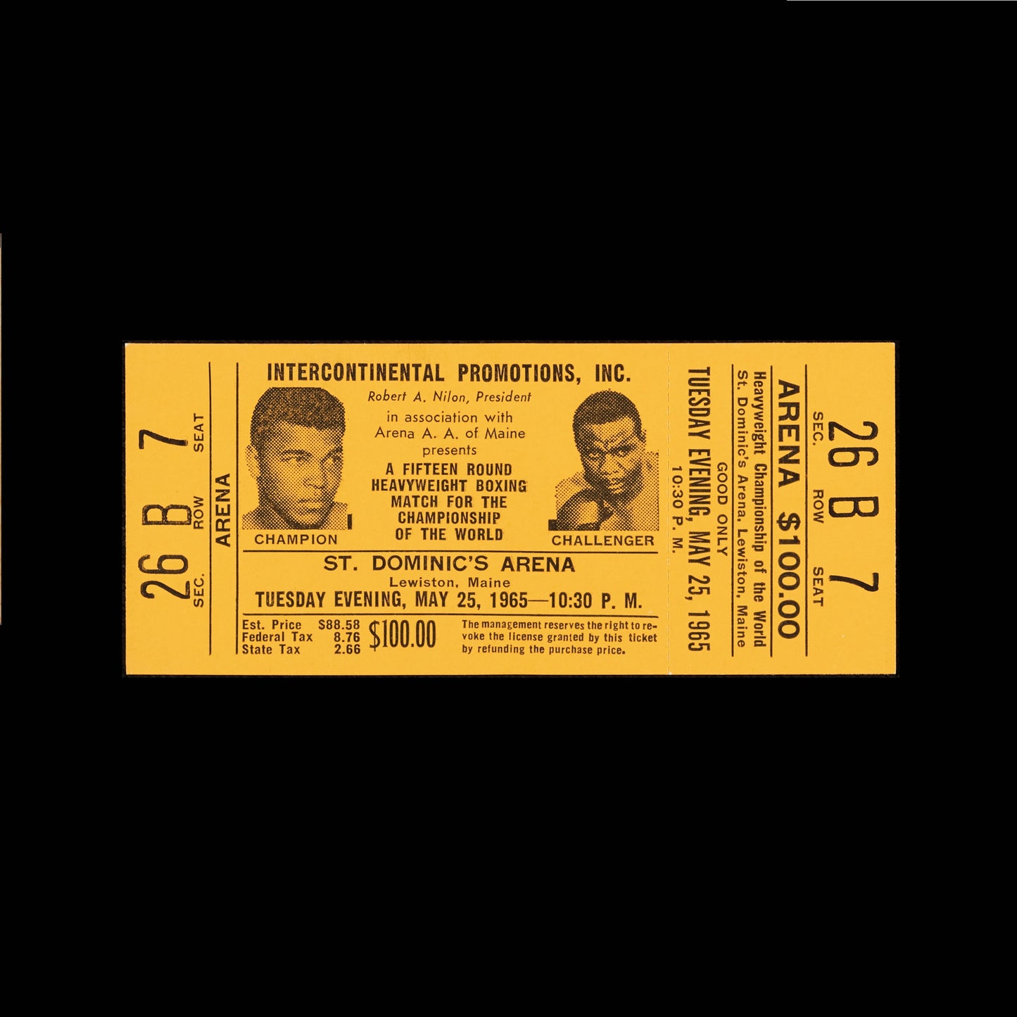 1965 Muhammad Ali vs Sonny Liston Complete Full Ticket Lot 4 Color Variations