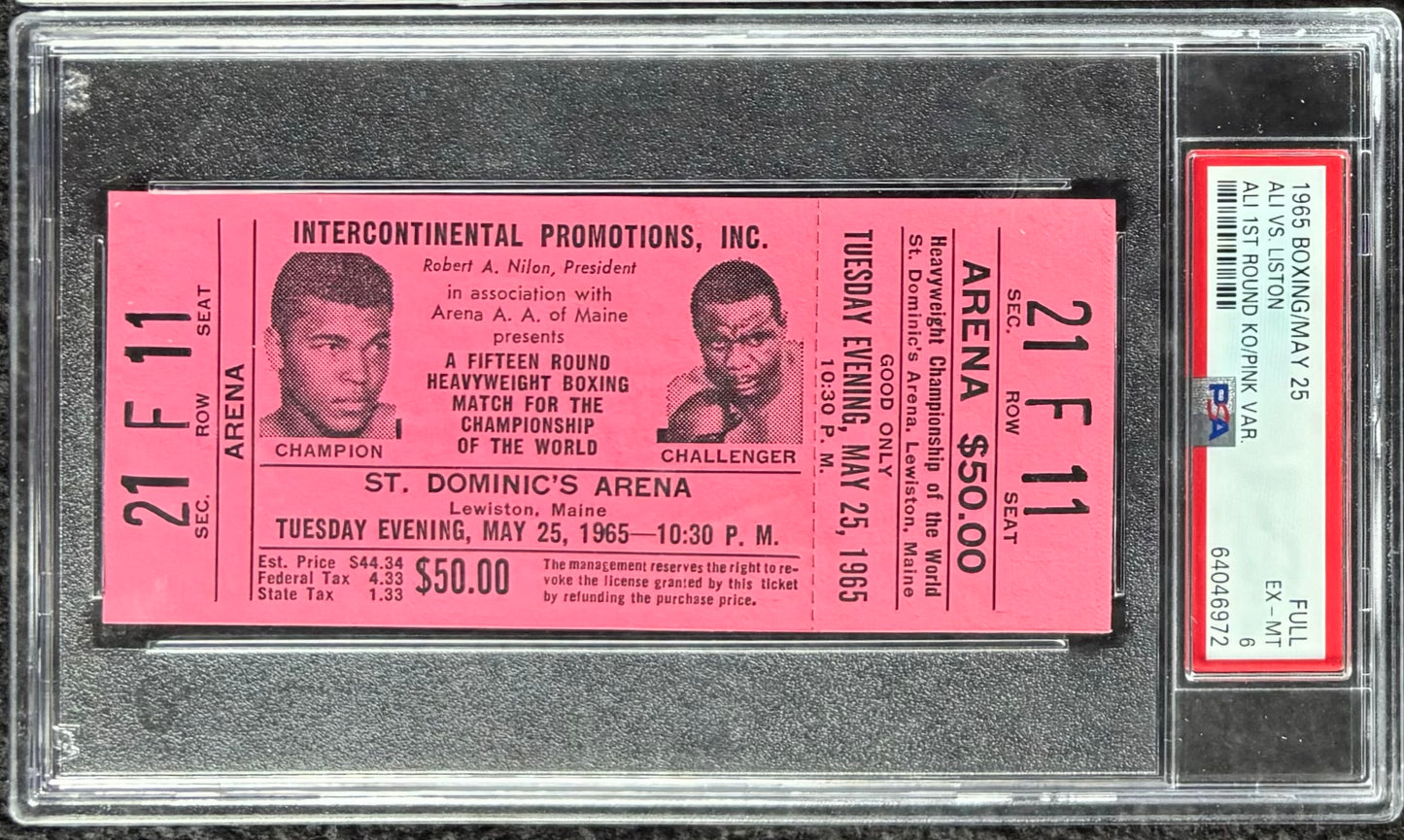 1965 Muhammad Ali vs Sonny Liston Full Ticket Lot All 4 Variations PSA 6 7 8