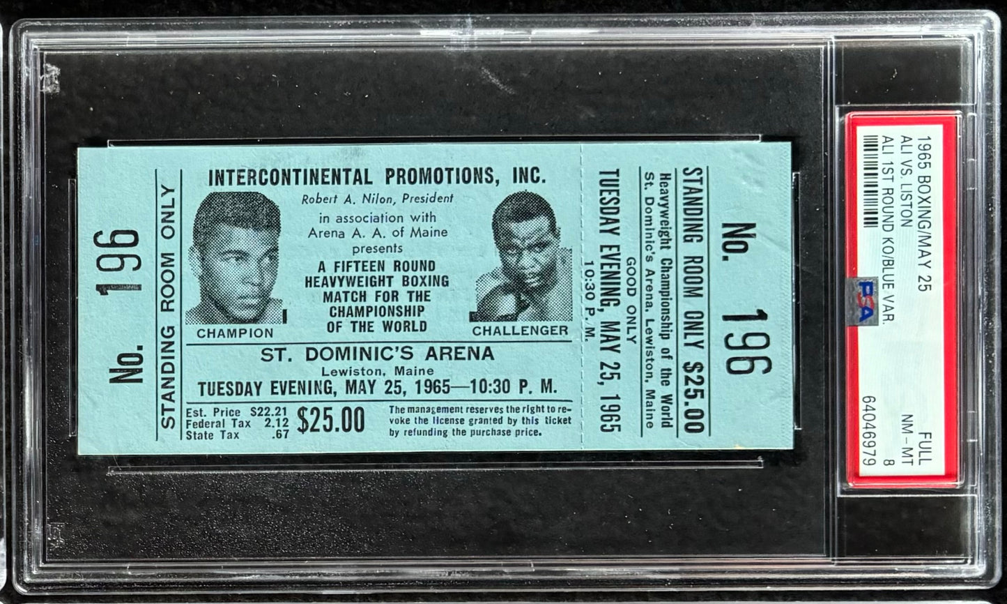 1965 Muhammad Ali vs Sonny Liston Full Ticket Lot All 4 Variations PSA 6 7 8