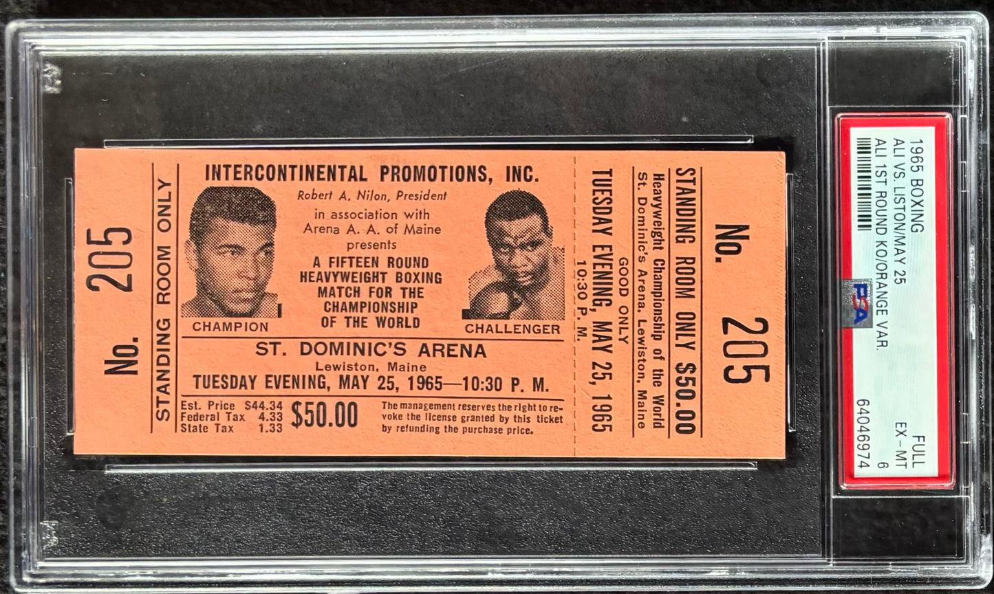 1965 Muhammad Ali vs Sonny Liston Full Ticket Lot All 4 Variations PSA 6 7 8