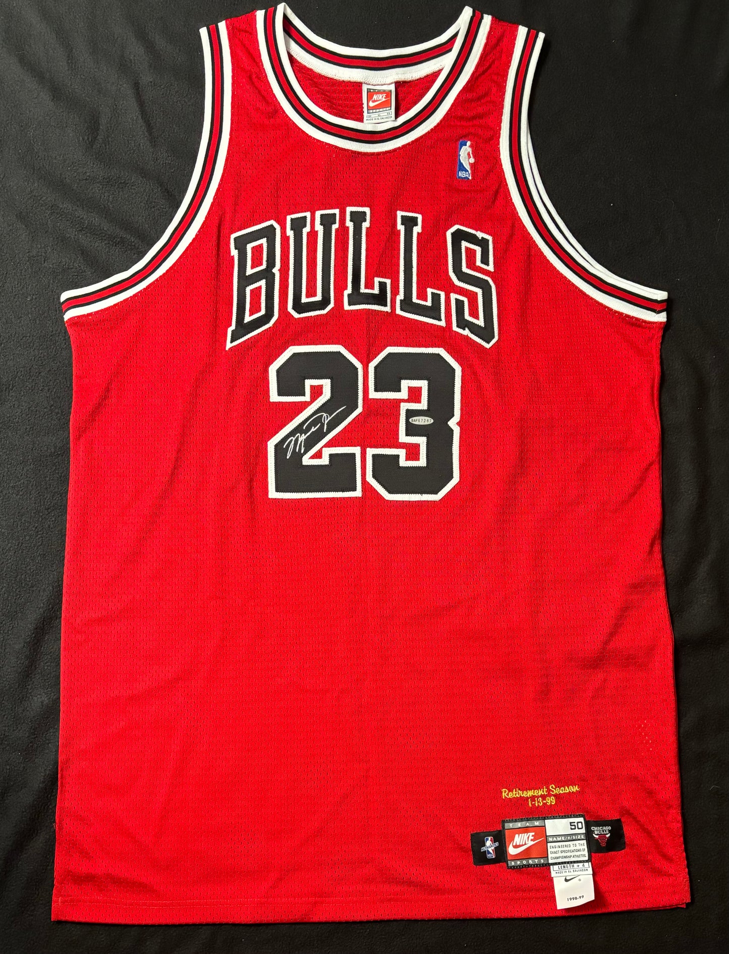 Michael Jordan Signed Chicago Bulls Retirement Nike Pro Cut Game Model Jersey Upper Deck COA Box