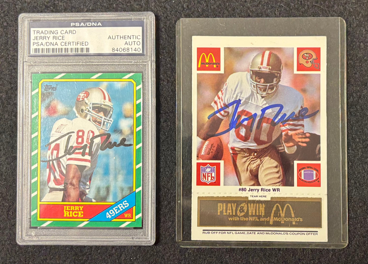 1986 Topps & McDonalds Jerry Rice Signed Rookie Cards