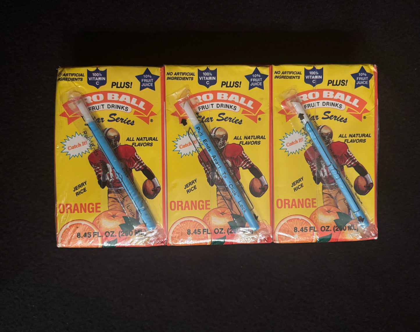 Jerry Rice Pro Ball Sports Drinks Juice Box Factory Sealed Set of 3 RARE Exp '93