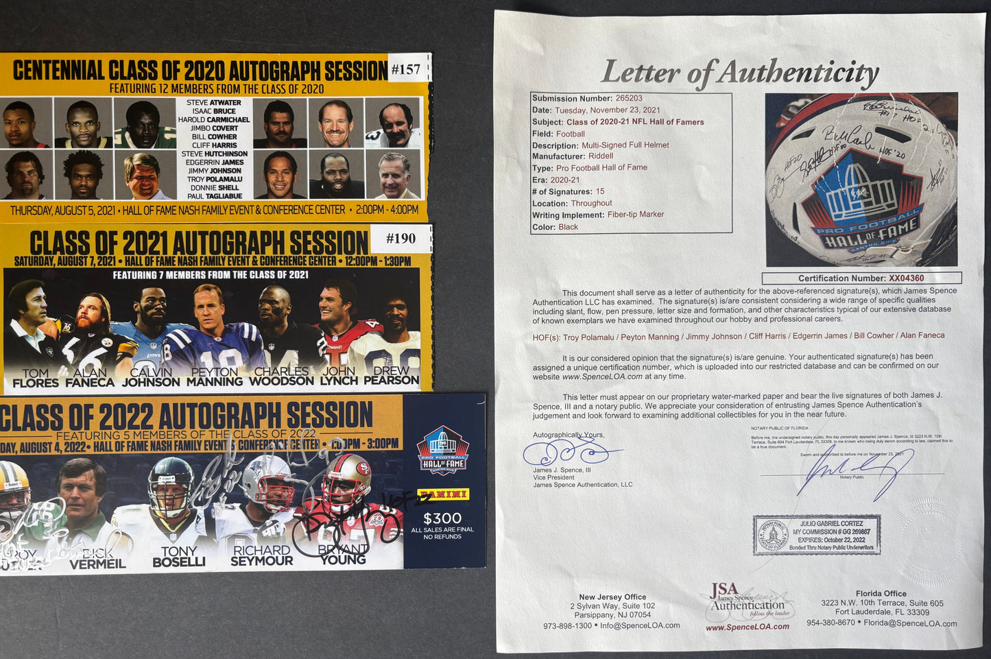 Hall of Fame Helmet Signed by 20 from 2020 2021 2022 HOF Class w/ Peyton Manning