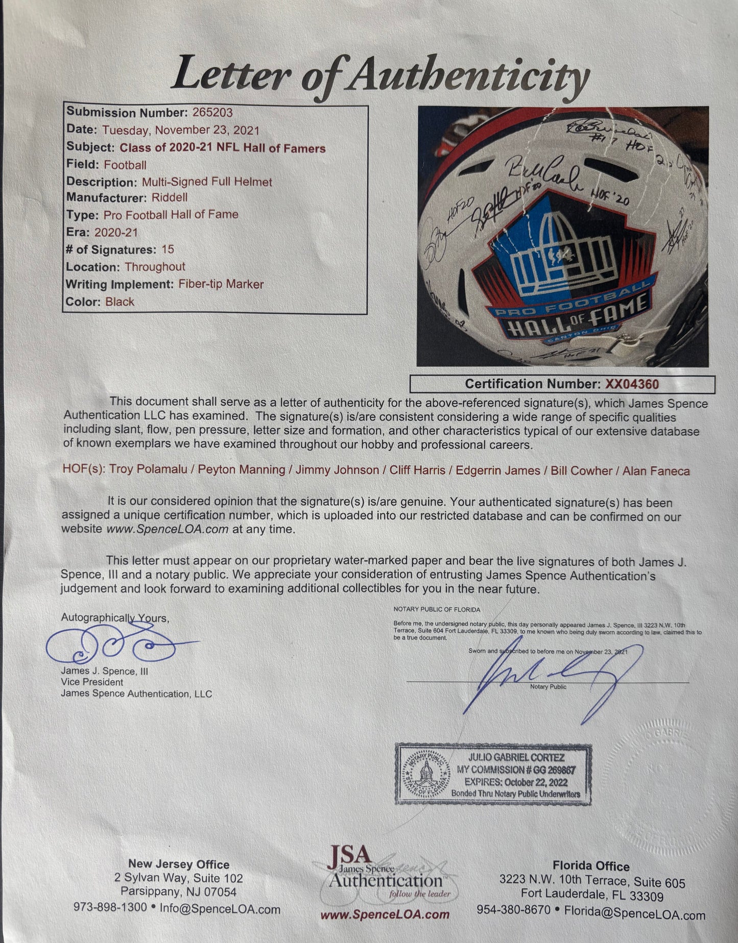 Hall of Fame Helmet Signed by 20 from 2020 2021 2022 HOF Class w/ Peyton Manning