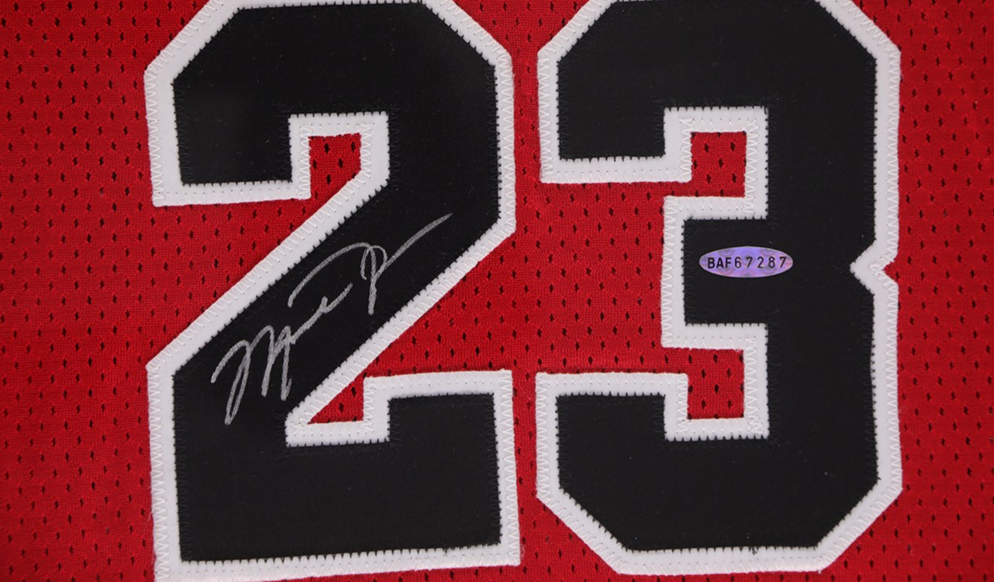 Michael Jordan Signed Chicago Bulls Retirement Nike Pro Cut Game Model Jersey Upper Deck COA Box