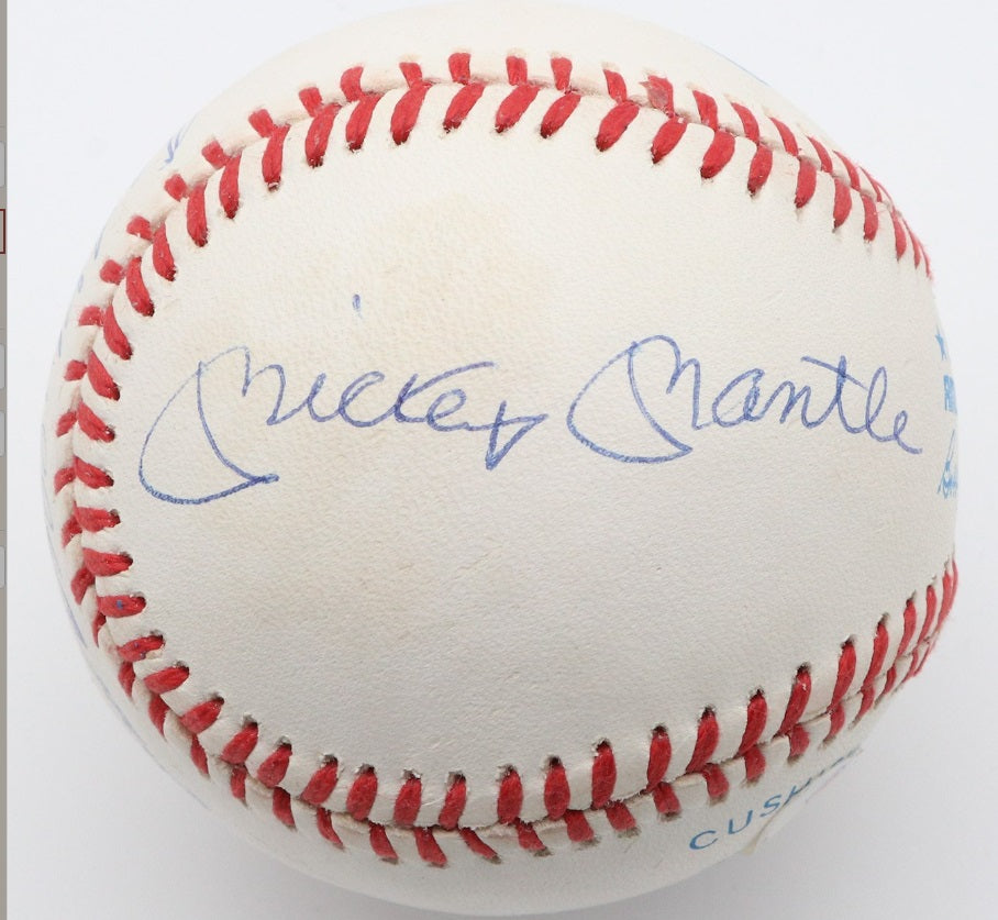 Mickey Mantle Ted Williams Joe Dimaggio Signed OAL Baseball PSA 8.5 CLEAN BALL