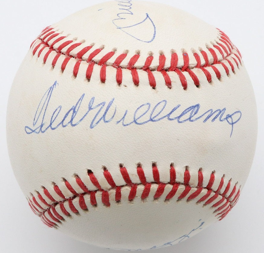 Mickey Mantle Ted Williams Joe Dimaggio Signed OAL Baseball PSA 8.5 CLEAN BALL
