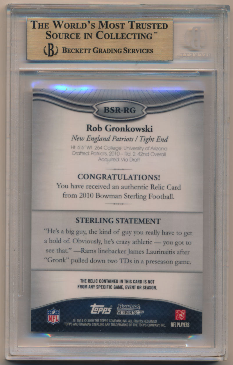 2010 Bowman Sterling Rob Gronkowski #BSRRG BVG 9.5 Rookie Card 10, 9.5 x 3 Subs