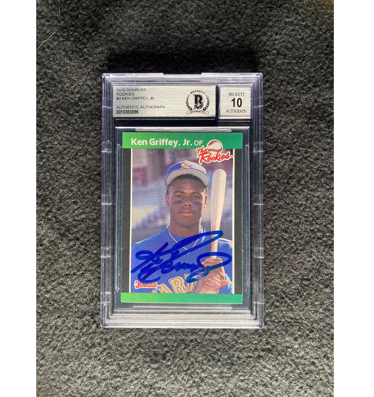 1989 Donruss Ken Griffey Jr Signed Rookie Card BAS Beckett 10