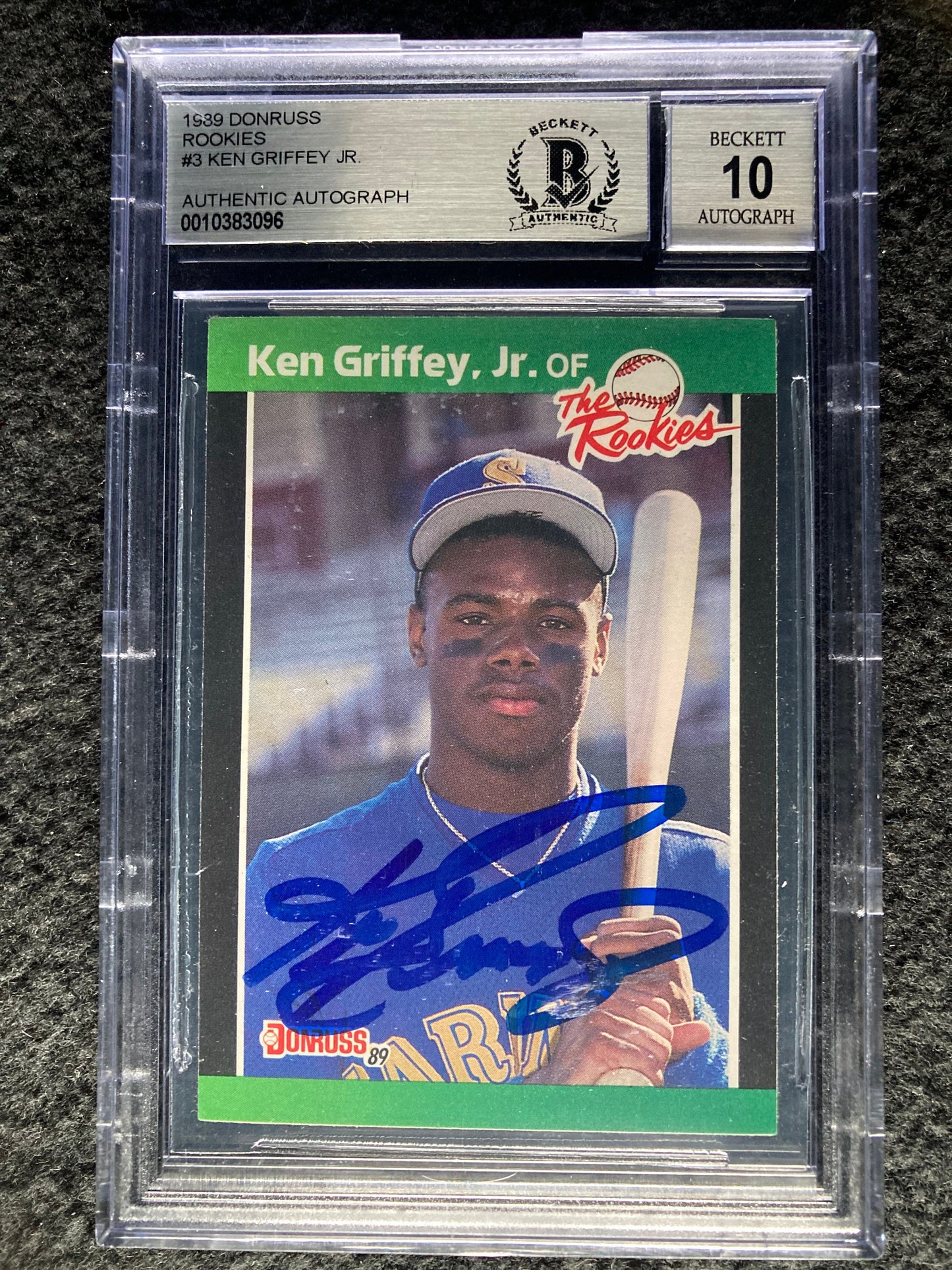 1989 Donruss Ken Griffey Jr Signed Rookie Card BAS Beckett 10