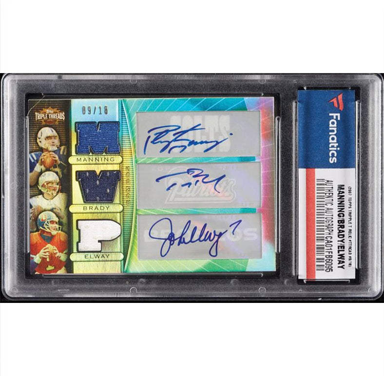 Tom Brady Peyton Manning John Elway 2007 Topps Triple Threads Auto Relic /18