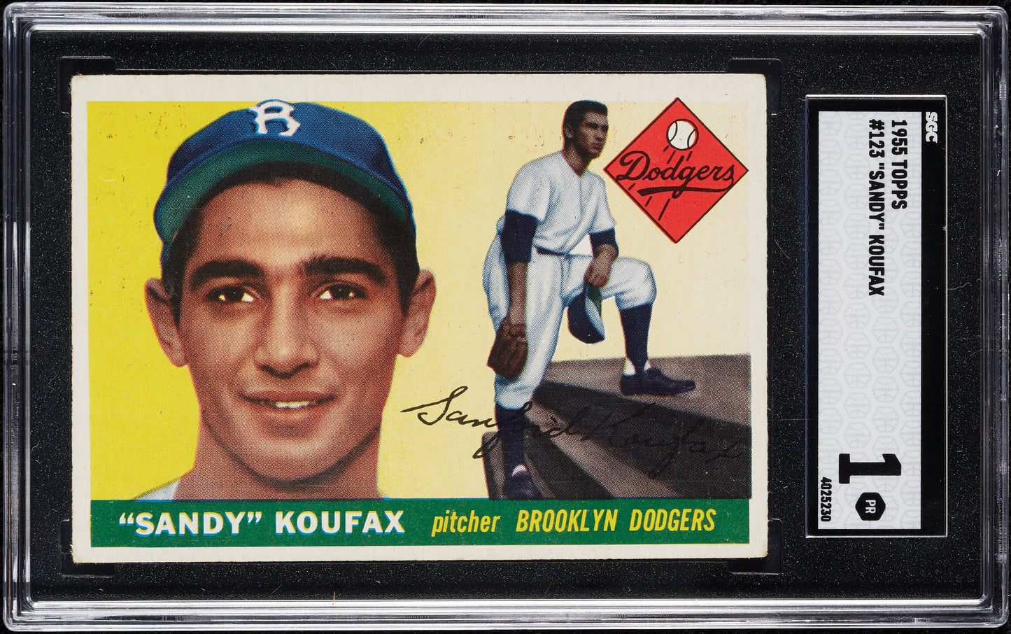 1955 Topps Sandy Koufax #123 Brooklyn Dodgers SGC 1 Rookie Card RC EX+ Front