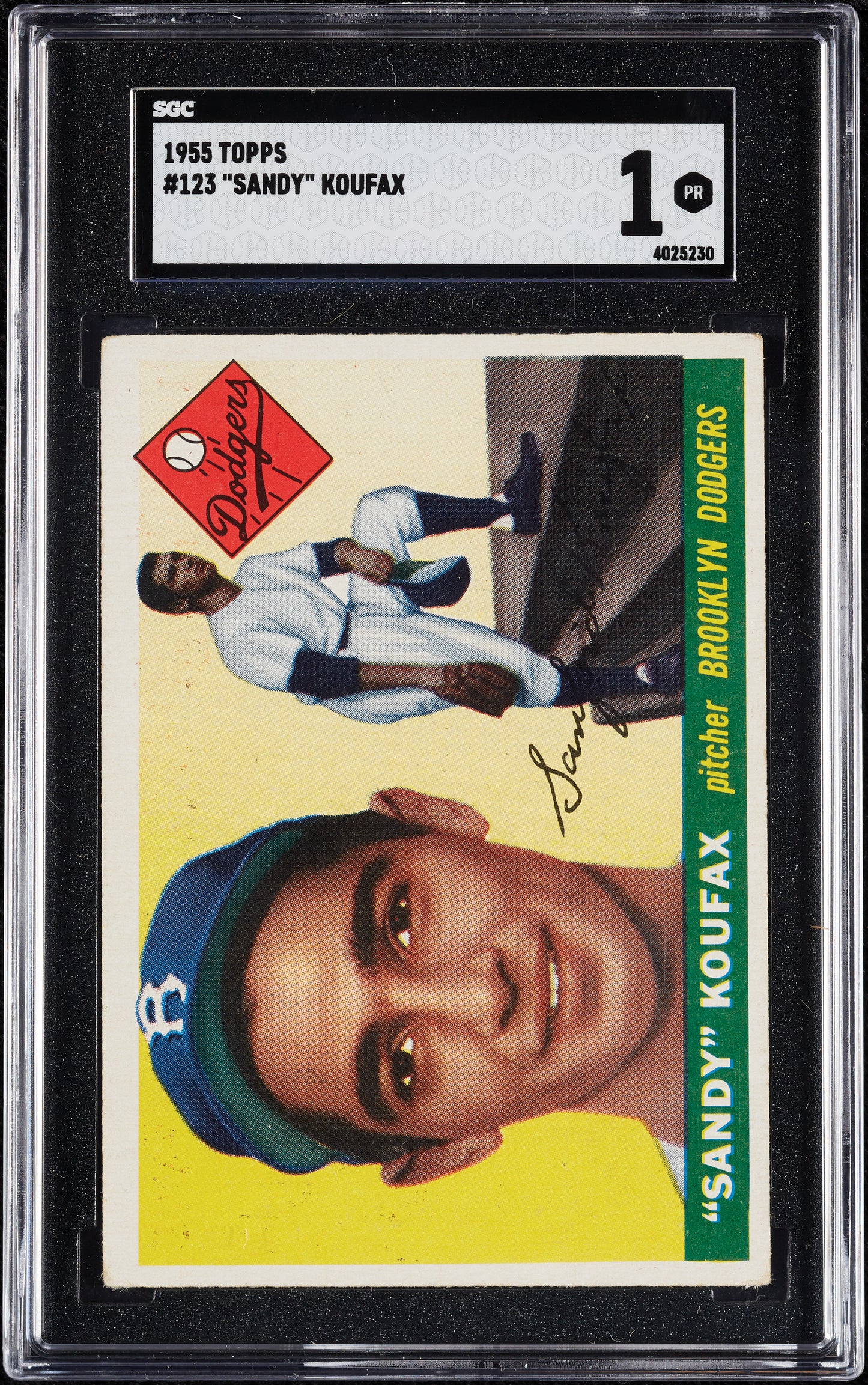 1955 Topps Sandy Koufax #123 Brooklyn Dodgers SGC 1 Rookie Card RC EX+ Front