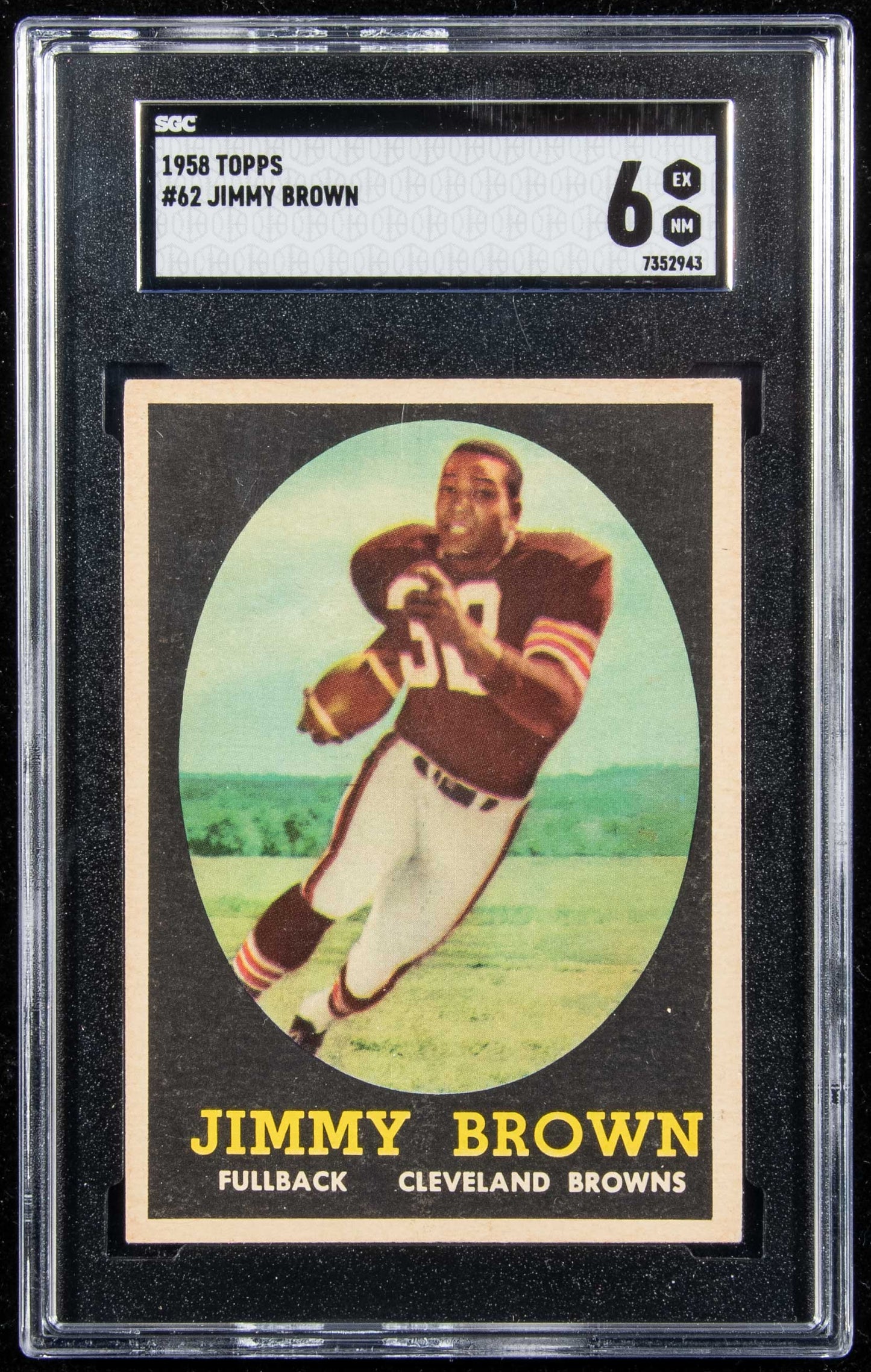 1958 Topps Jim Brown #62 SGC 6 Rookie Card RC HIGH END Front Centering Surface