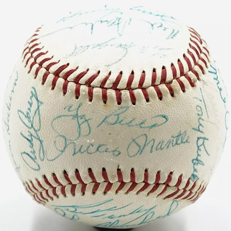 1958 New York Yankees Team Signed (32 Signatures) Vintage OAL Ball Mickey Mantle Casey Stengel Yogi Berra Enos Slaughter Mel Allen JSA LOA