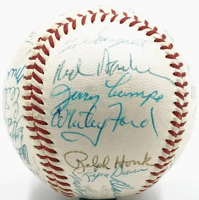 1958 New York Yankees Team Signed (32 Signatures) Vintage OAL Ball Mickey Mantle Casey Stengel Yogi Berra Enos Slaughter Mel Allen JSA LOA