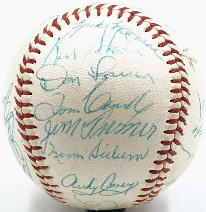 1958 New York Yankees Team Signed (32 Signatures) Vintage OAL Ball Mickey Mantle Casey Stengel Yogi Berra Enos Slaughter Mel Allen JSA LOA