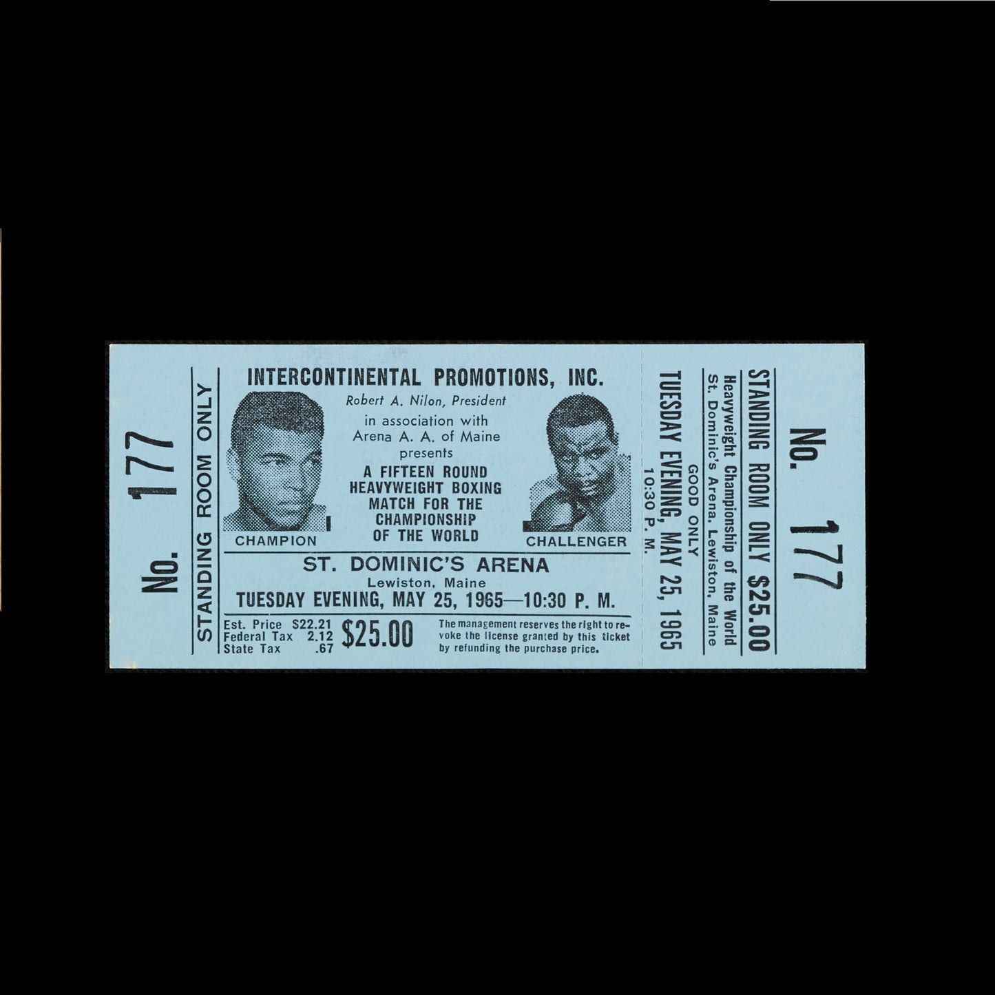 1965 Muhammad Ali vs Sonny Liston Complete Full Ticket Lot 4 Color Variations