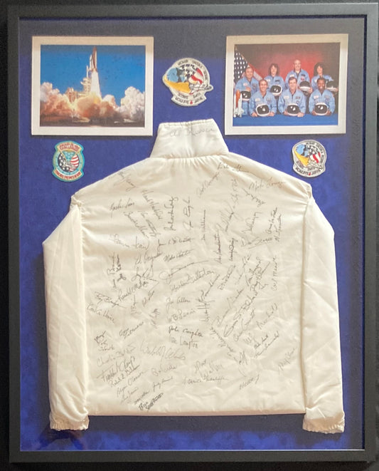 Challenger Shuttle Crew Jacket Signed by (70) w/ Other Astronauts Framed JSA LOA