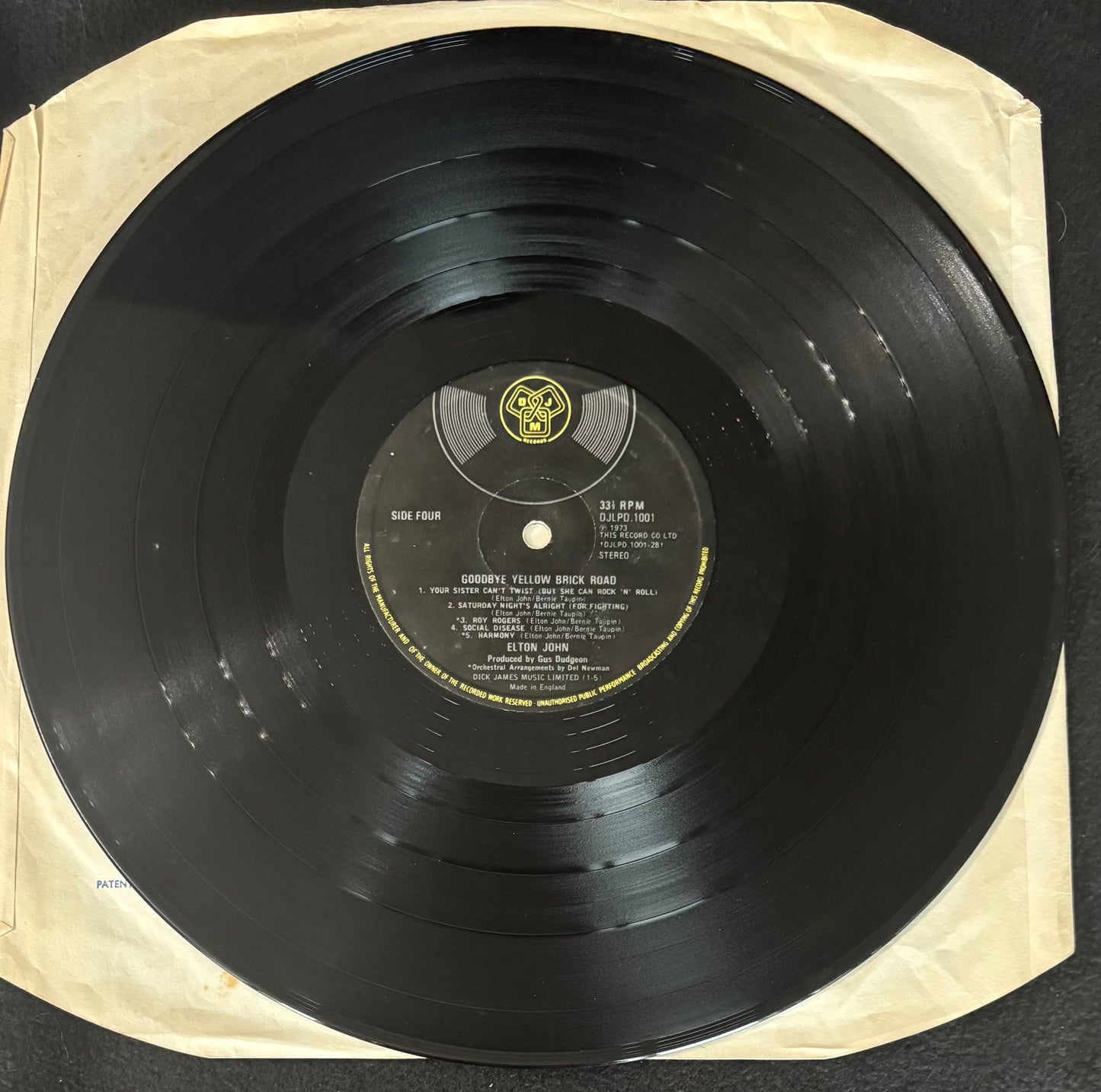 Elton John Early Signed 1973 Goodbye Yellow Brick Road UK First Pressing Beckett