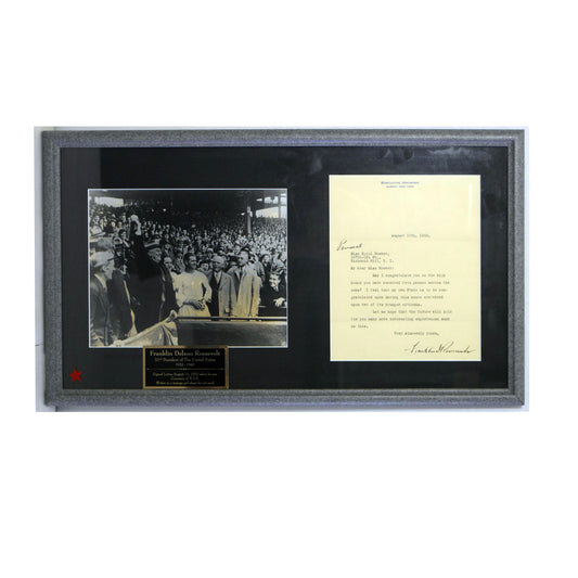 Franklin D. Roosevelt Signed Framed Collage w/ Autographed 1932 Letter JSA LOA