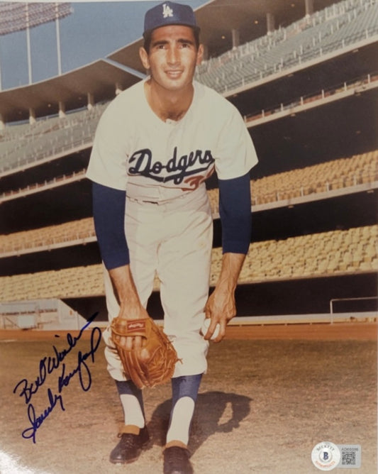 Sandy Koufax Signed & Inscribed 8x10 Photo Dodgers BOLD Signature Beckett LOA