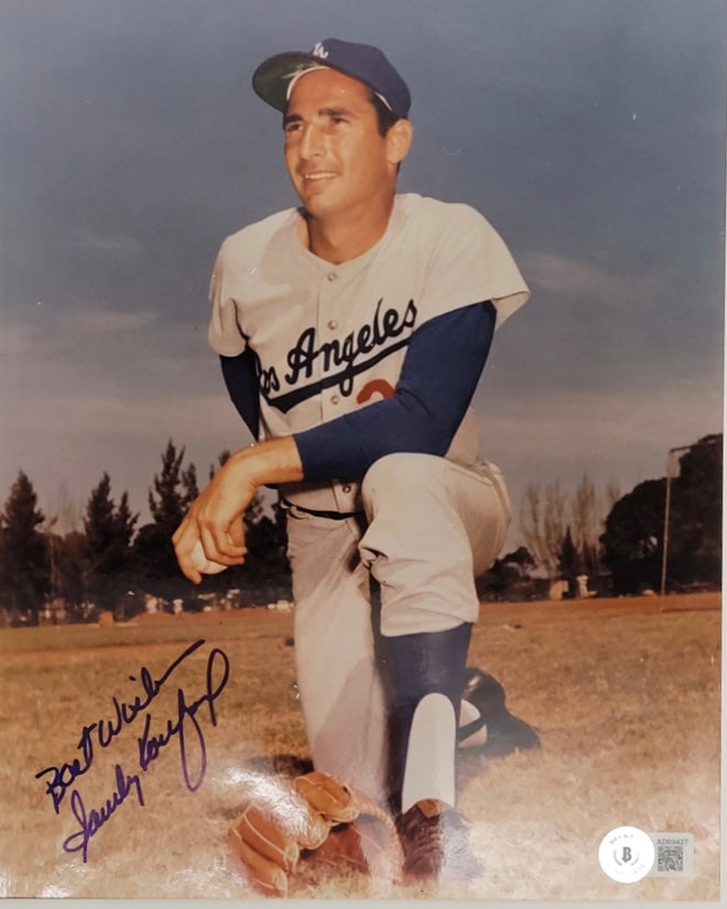 Sandy Koufax Signed & Inscribed 8x10 Photo Dodgers BOLD Signature Beckett LOA