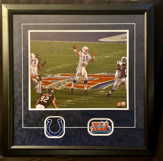 Peyton Manning Signed Colts Framed 16x20 "SB XLI MVP" Photo Schwartz COA PM Holo