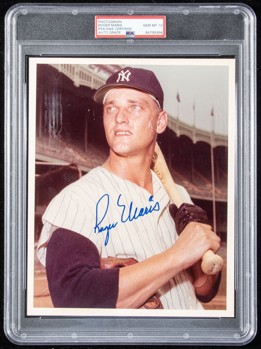 Roger Maris Signed 8x10 Photo New York Yankees HIGH END PSA 10 Auto & JSA