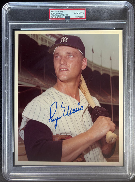 Roger Maris Signed 8x10 Photo New York Yankees HIGH END PSA 10 Auto & JSA