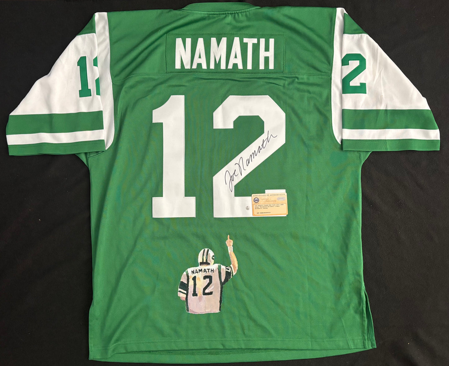 Joe Namath Signed Hand Painted Mitchell & Ness 1968 Jets Throwback Jersey Steiner COA