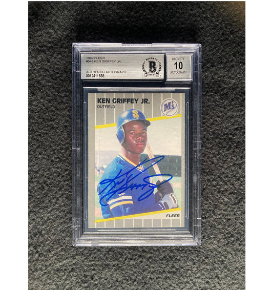 Ken Griffey Jr 1989 Fleer Signed Rookie Card BAS Beckett 10