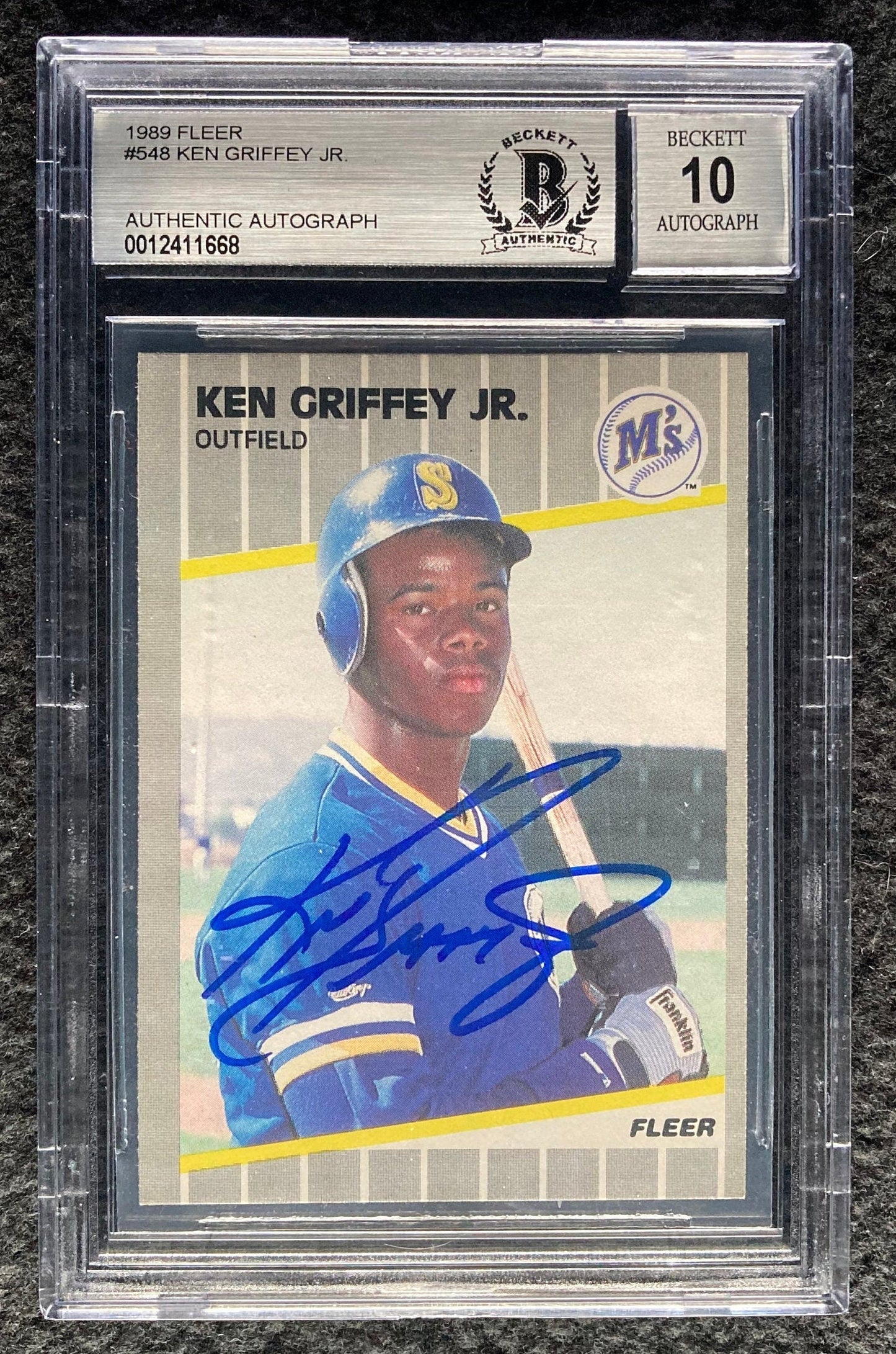 Ken Griffey Jr 1989 Fleer Signed Rookie Card BAS Beckett 10