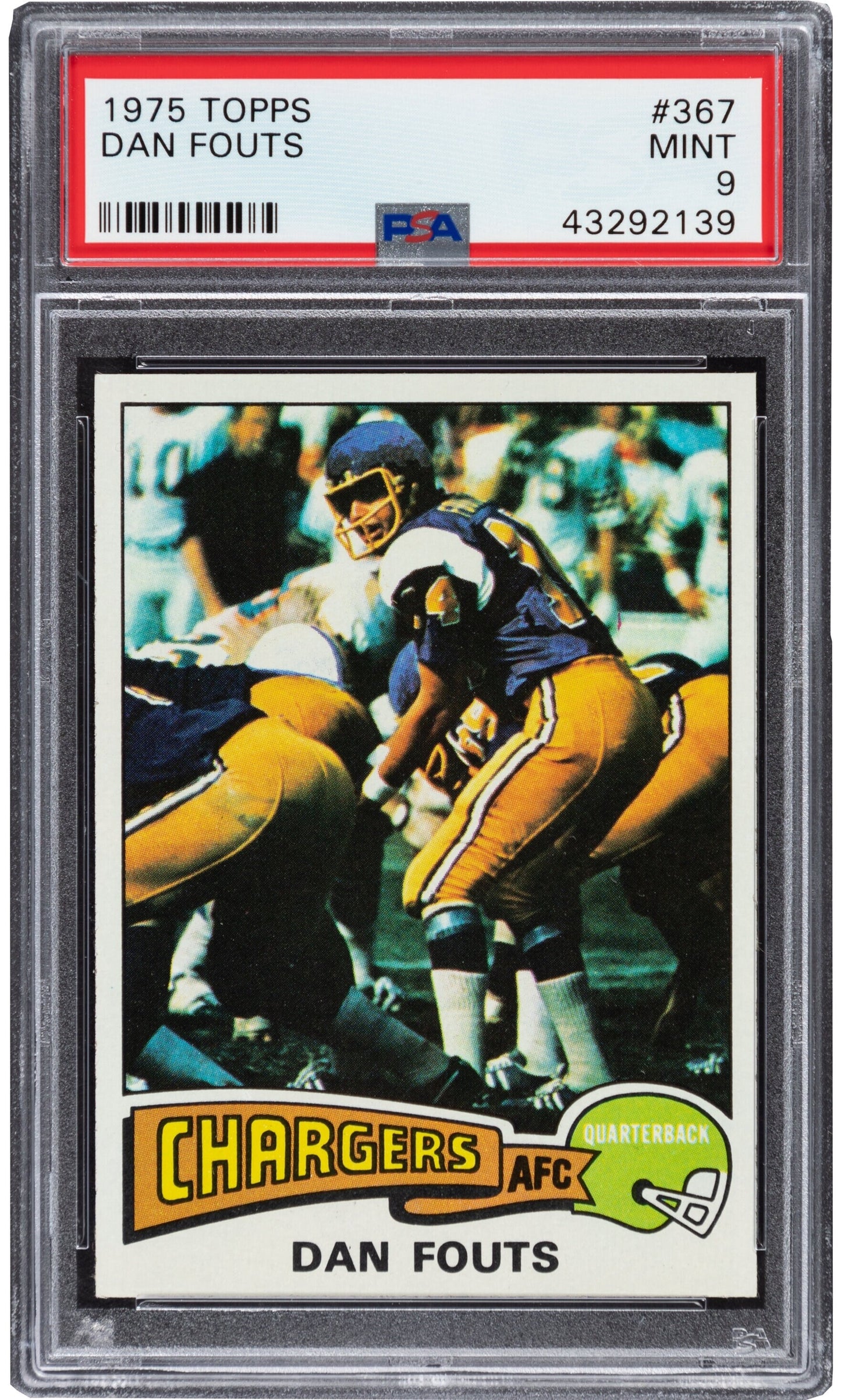 Dan Fouts 1975 Rookie Card #367 PSA 9 Very High End Dead Centered Mint Corners!