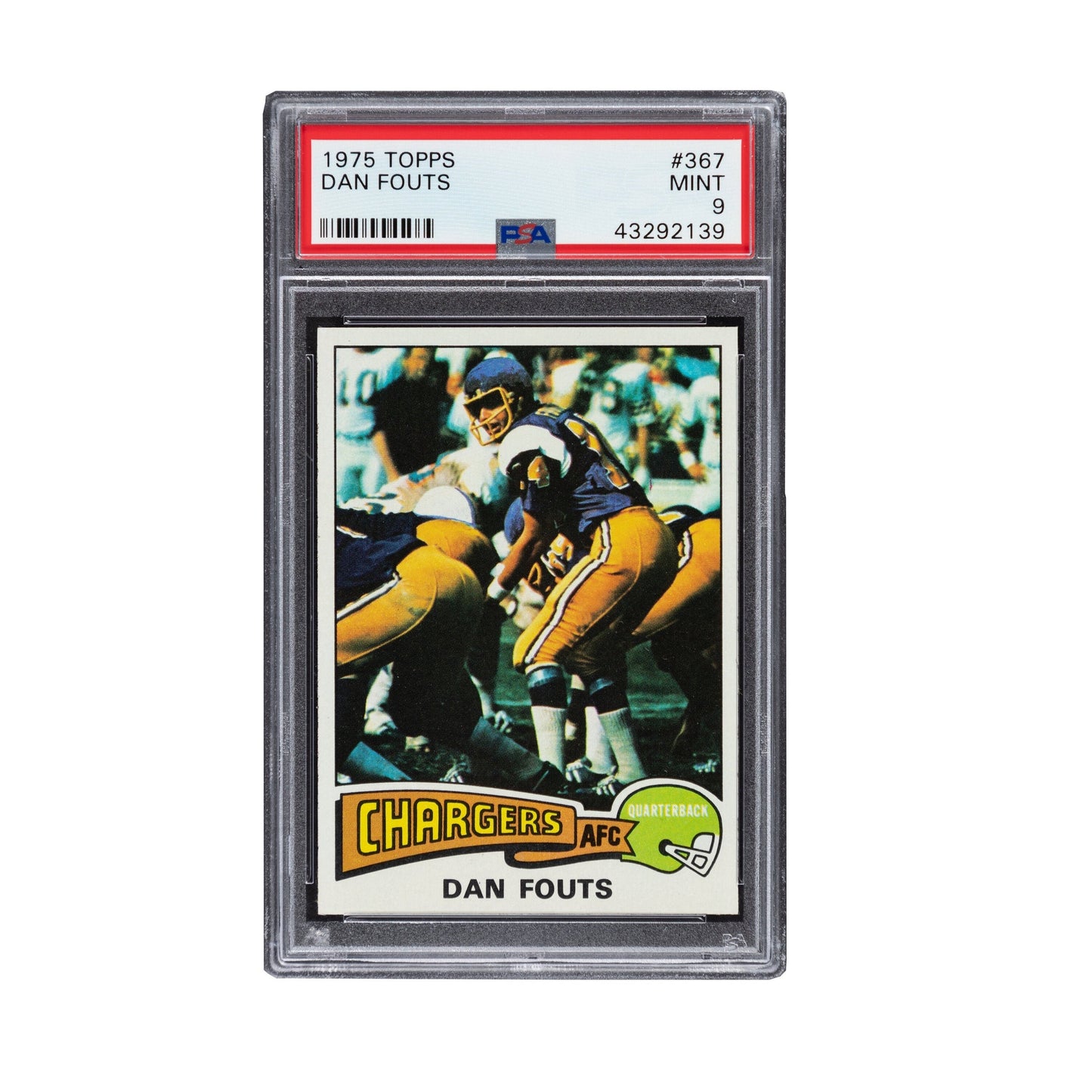 Dan Fouts 1975 Rookie Card #367 PSA 9 Very High End Dead Centered Mint Corners!