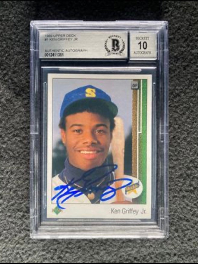 1989 Upper Deck Ken Griffey Jr Signed Rookie Card #1 BAS Beckett 10