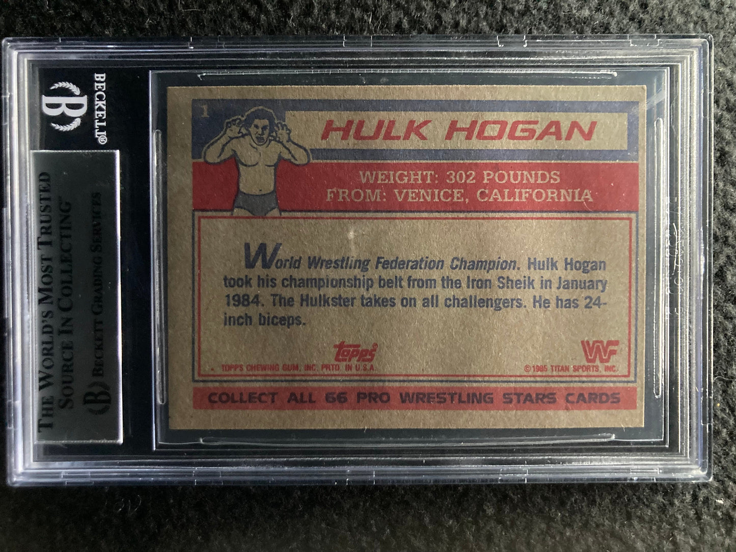 1985 Topps WWF Hulk Hogan #1 Signed Rookie Card BAS Beckett Autographed