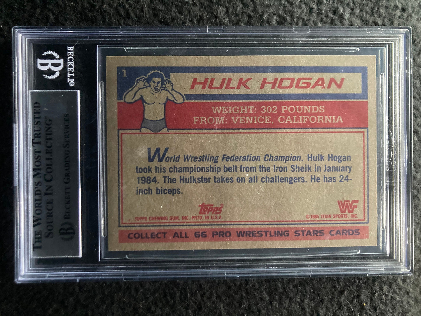 Hulk Hogan 1985 O-Pee-Chee WWF #1 Signed Rookie Card BAS Beckett Autographed